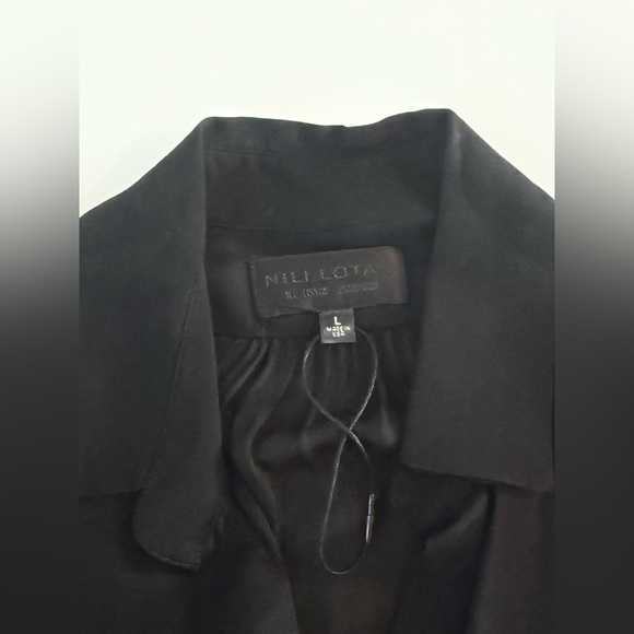NWT Nili Lotan Montaine Silk Blouse Black $720 Sz L - Picture 6 of 10